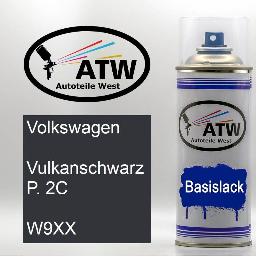 Volkswagen, Vulkanschwarz P. 2C, W9XX: 400ml Sprühdose, von ATW Autoteile West.